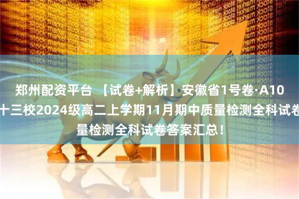 郑州配资平台 【试卷+解析】安徽省1号卷·A10联盟/宿州十三校2024级高二上学期11月期中质量检测全科试卷答案汇总！